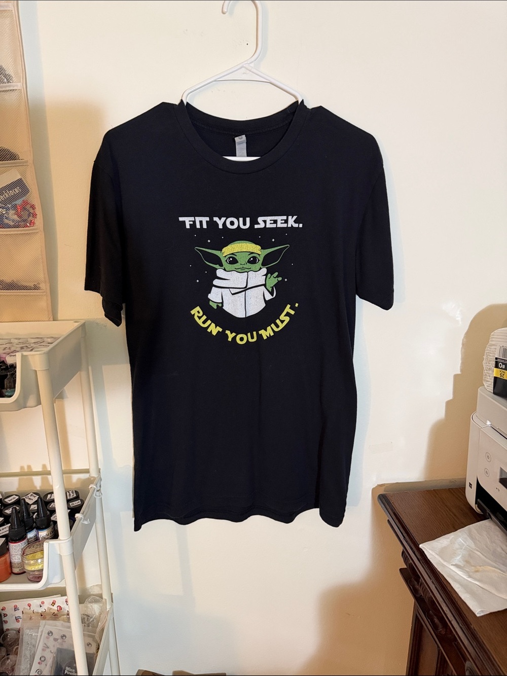 Next Level Apparel Black Short Sleeve Tee with Green Character Graphic